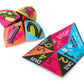 Kids folding cootie catcher Valentine game sheets