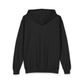 Youth Zip Hoodie with Blue Circular Logo — Kids Black Full‑Zip Hooded Sweatshirt