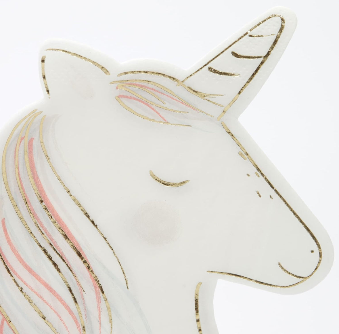 Adorable unicorn-shaped napkins, featuring neon print and gold foil details. Perfect for fairytale-themed parties. Includes 16 durable, high-quality napkins, measuring approximately 125mm x 180mm. Ideal for adding a magical touch to any celebration