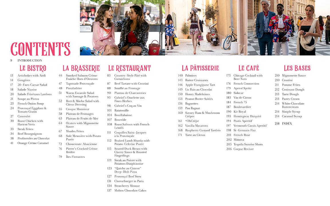 Emily in Paris Cookbook with 75+ French-inspired recipes from Gabriel’s Omelette to Ratatouille and Pain au Chocolat, plus American expat twists. Includes show stills, quotes, and character narratives for fans and home cooks.