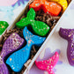 Mermaid shaped crayons sparkly kids coloring set
