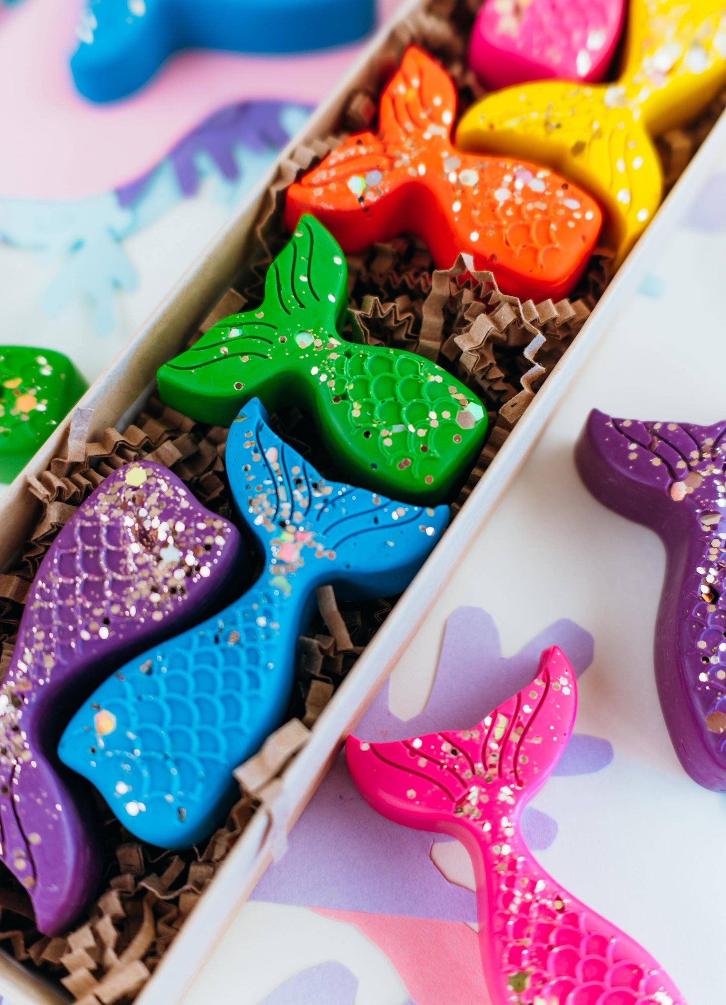 "Tail of Joy" 🧜 Glitter Mermaid Crayons by Wonder Hue Crayon Co.