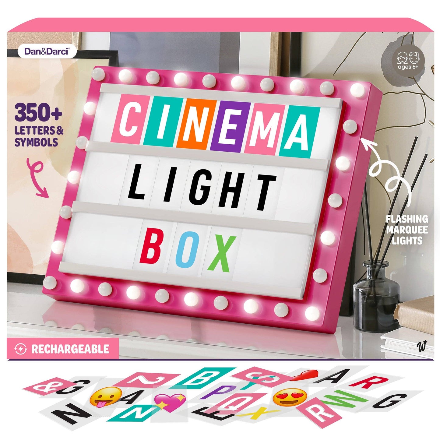 Emoji and letter tiles light box