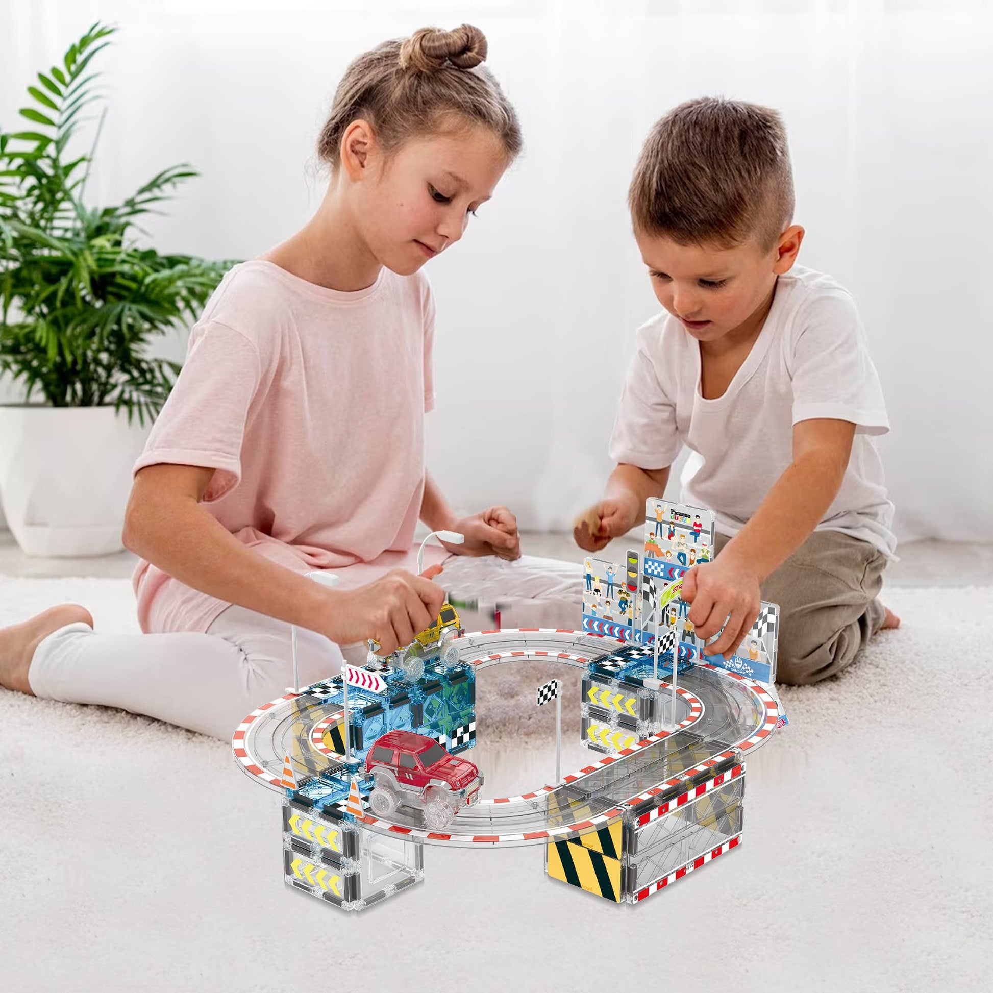 Preschool and young builder racing track set