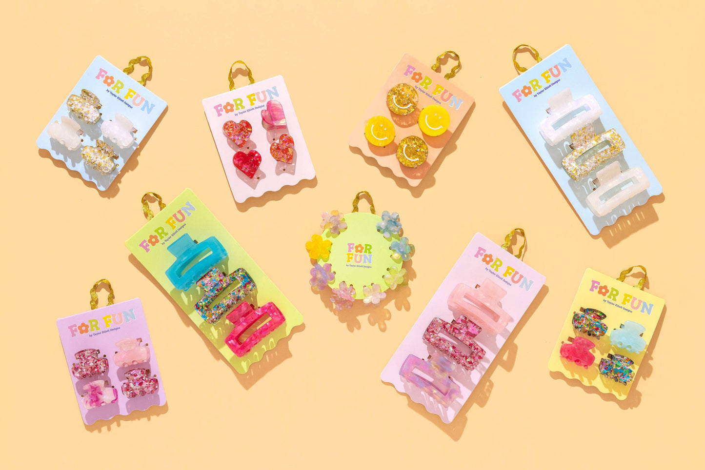 “Smile Squad” 😊 Mini Smiley Claw Clip 4-Pack by Taylor Elliott Designs
