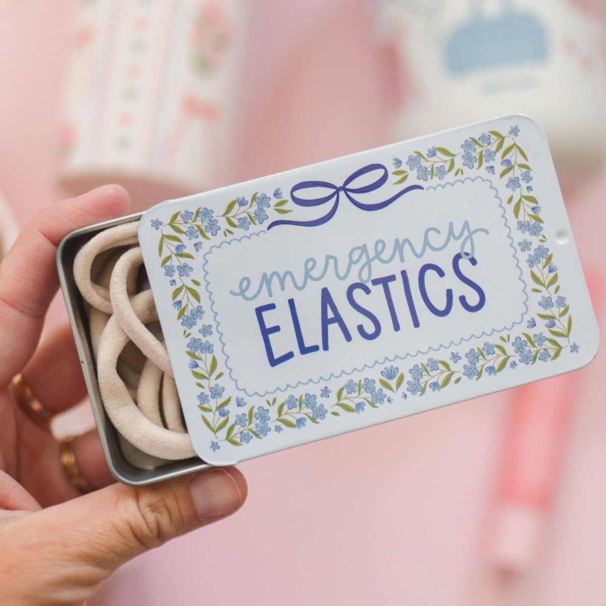 "Tie It Back" 🎀 Emergency Hair Ties Travel Tin (20 Elastics) by Pippi Post