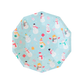Blizzard Buddies snowman dessert plates with gold foil accents