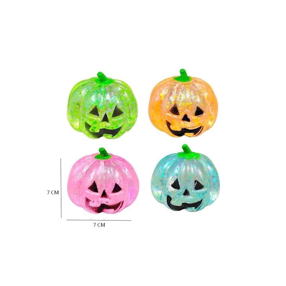 12PCS - Glitter Halloween Pumpkin Squeeze Squishy Stress Relief Toy
