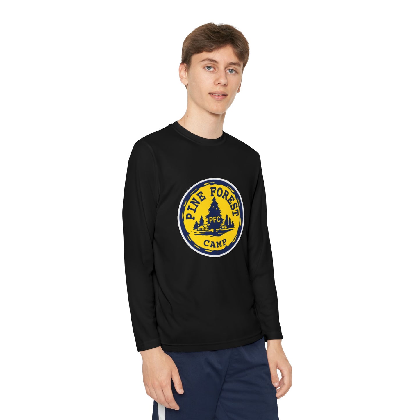Youth Long Sleeve Tee - Pine Forest Camp Patch Design