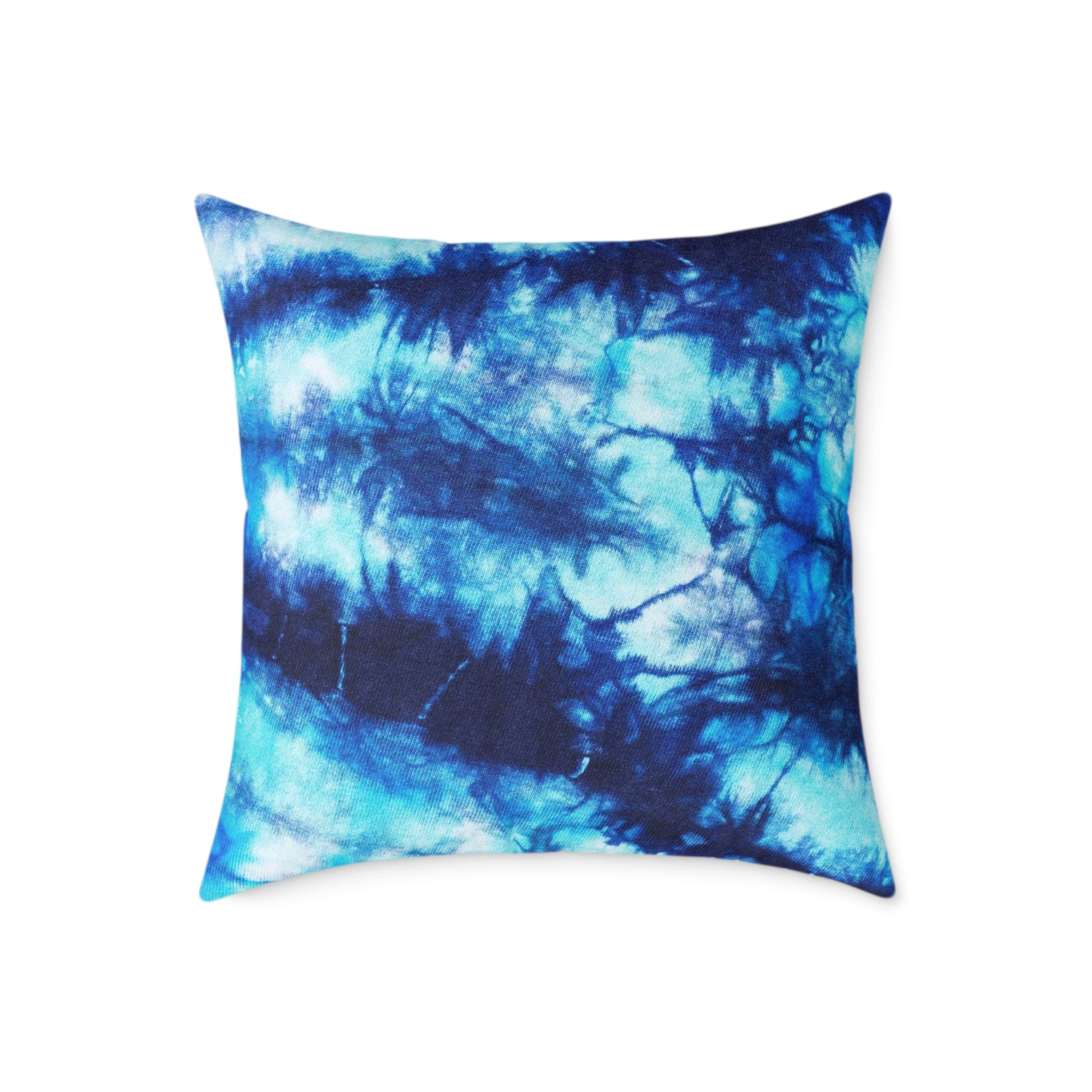 Blue Tie Dye Square Poly Canvas Pillow with a playful design, perfect for adding a pop of color to any room. Ideal for lounging or snuggling, this eye-catching pillow enhances your home decor while reflecting your unique style.