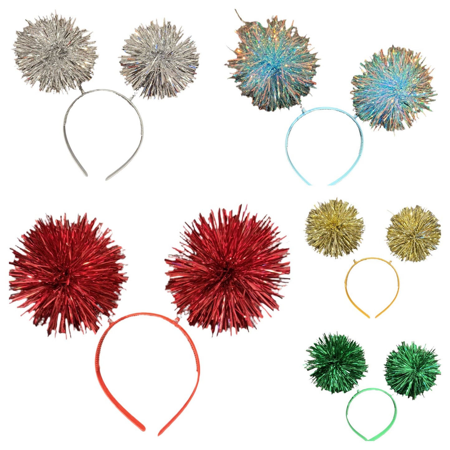 Color war headband – tinsel pompom style, summer 2025 must-have, five colors