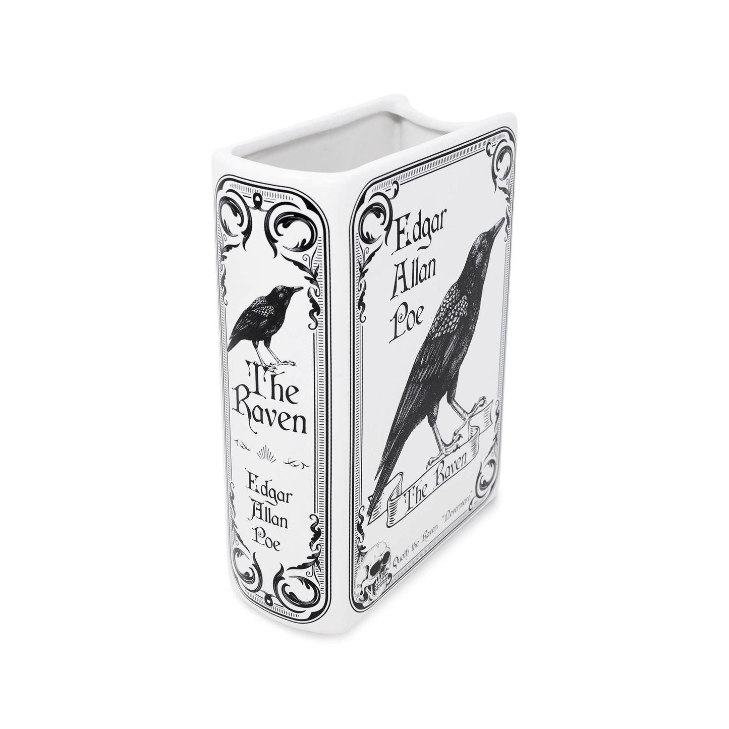 Poe-inspired flower vase for desk or bookshelf