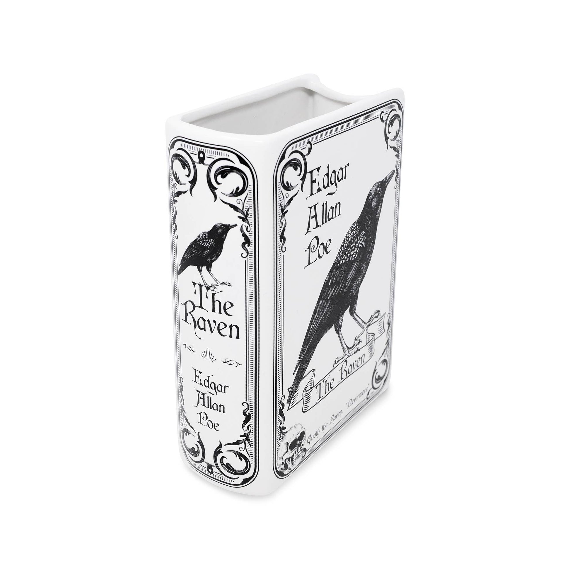 Poe-inspired flower vase for desk or bookshelf
