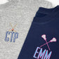 Custom kids pullover 2T-10, navy or gray, personalized initials, motif sweatshirt for school