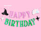 “Birthday Witch-es” 💚🩷 Wicked Banner - Kid's Party pink + green foil banner