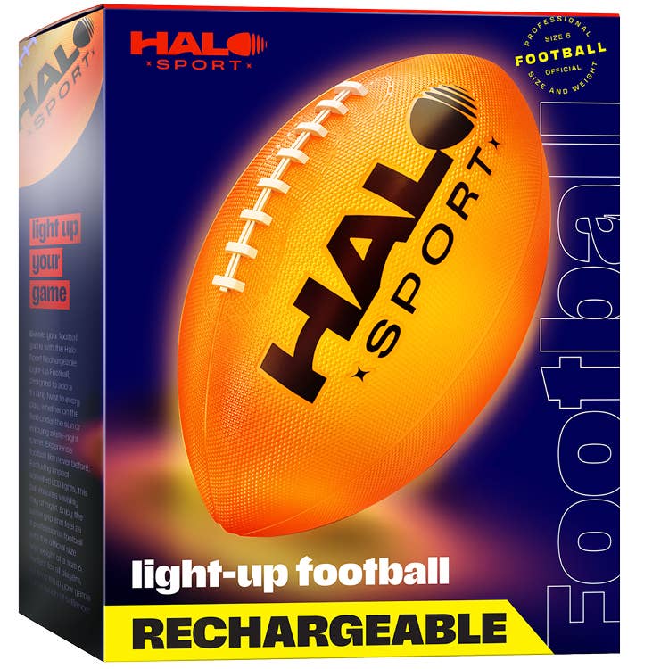 Glow Long LED football with throw-activated lights