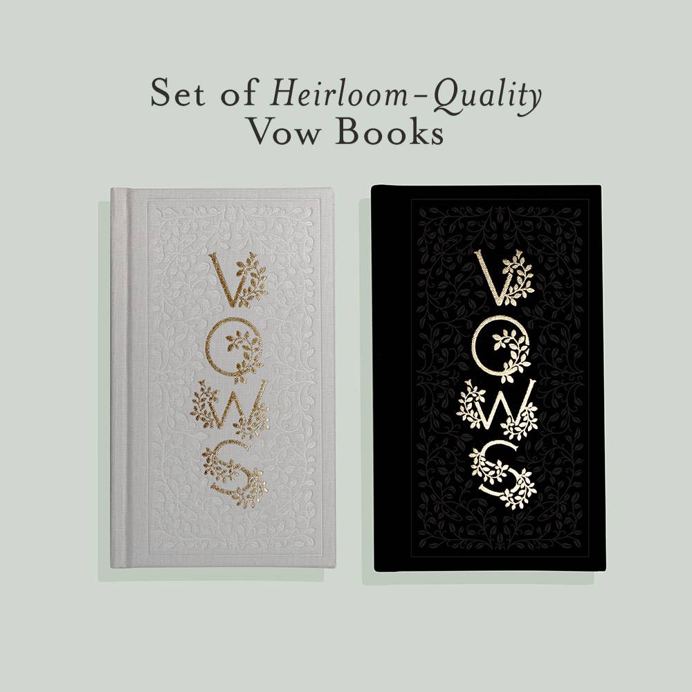 Elegant his and her vow books with foil accents