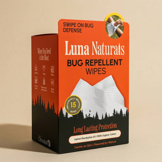 "Wipe the Bugs" 🌿 Lemon Eucalyptus Bug Repellent Wipes (15ct) by Luna Naturals
