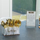 Elegant Classic Silverware Caddy with clear lucite, gold or silver border, 3 compartments.