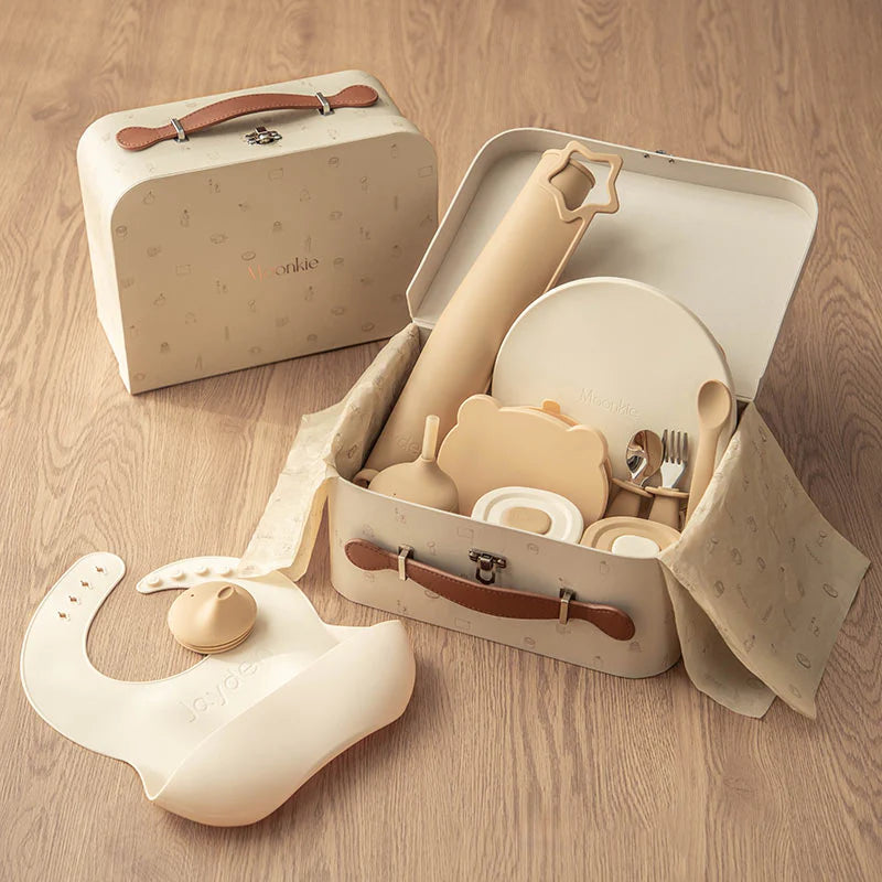 Moonkie Personalized Baby Feeding Kit – Suction Bowl, Plate & Utensils 