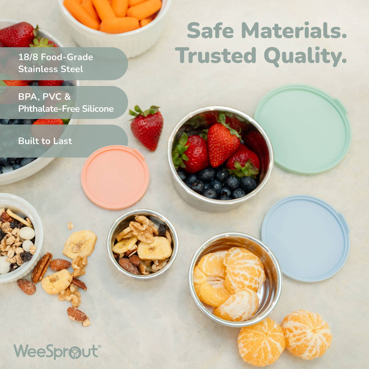 "Nest Egg" 🥣 Stainless Steel Nesting Food Storage Containers (Set of 3) by WeeSprout