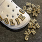 "Letter Drop" ✨ Gold Bling Alphabet Croc Charm — Letter W by JuliesDecal