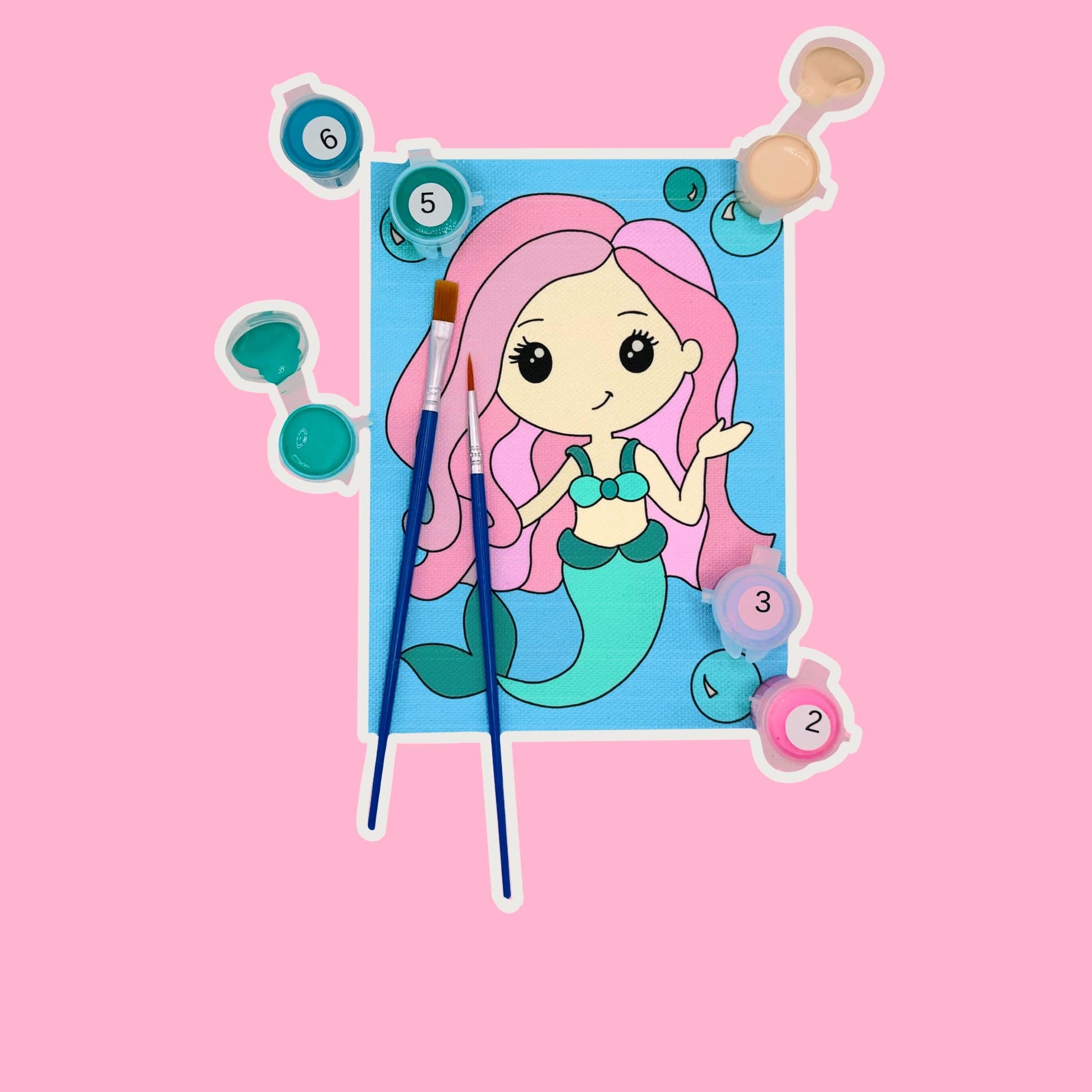 Mini Mermaid paint by number kit for kids
