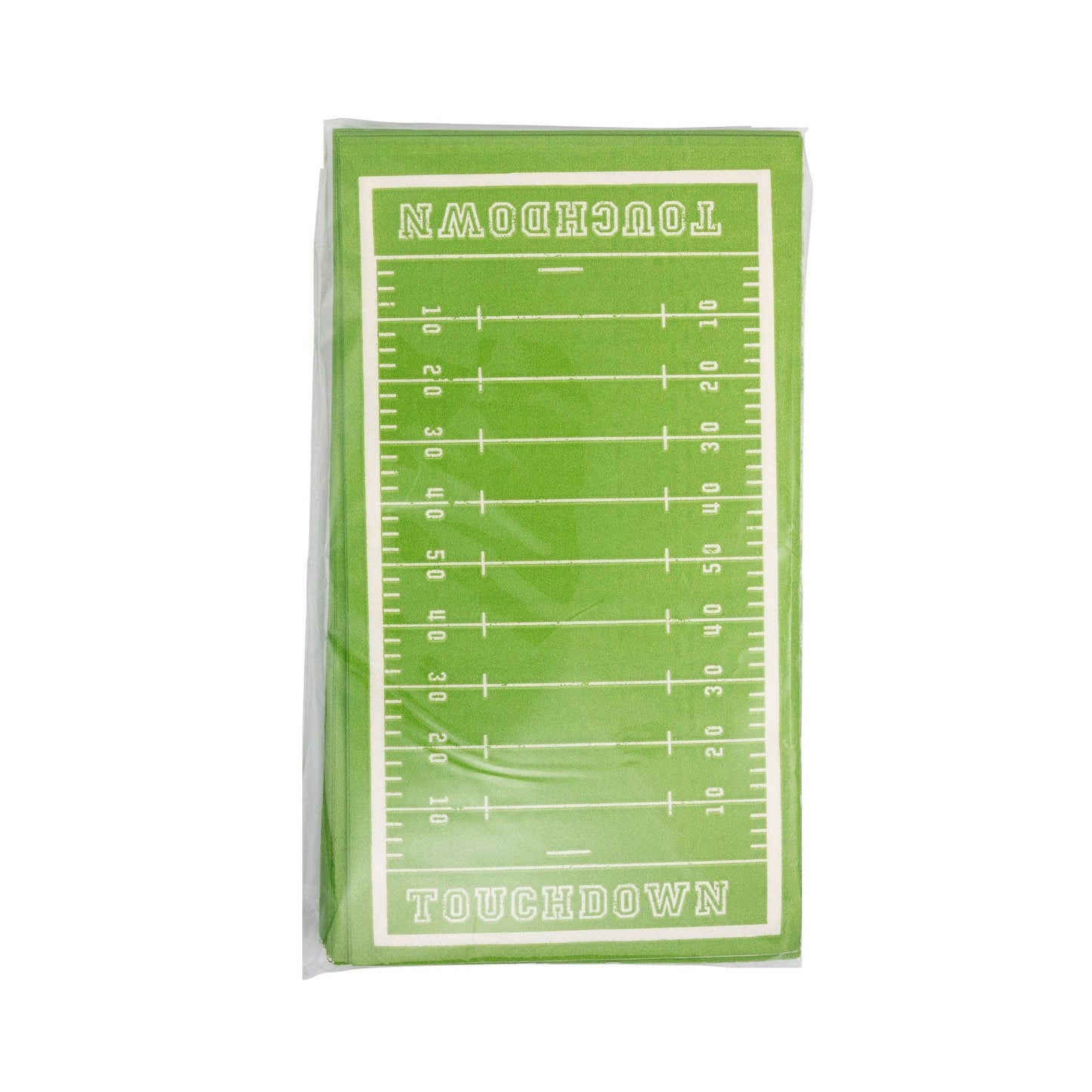 Football themed paper napkin on table