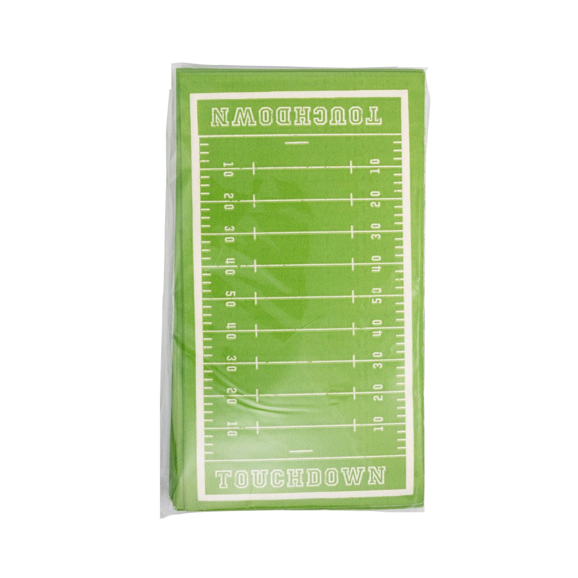 Football themed paper napkin on table