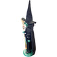 Wooden witch nutcracker in spooky green and black outfit