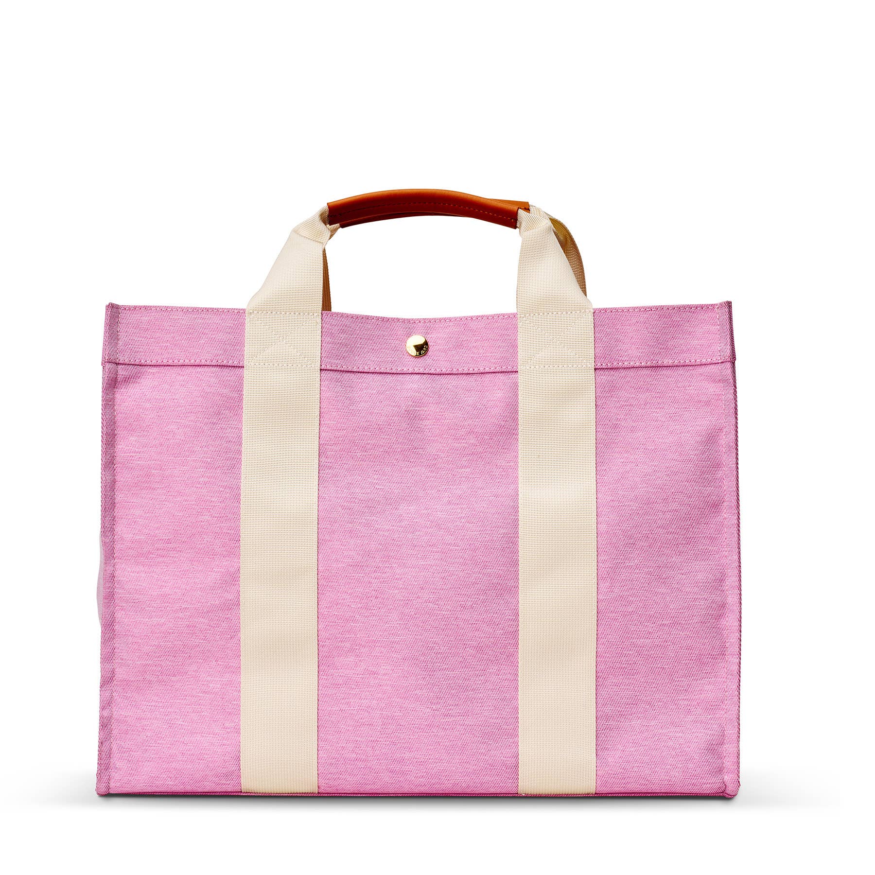 Travel tote bag with leather accents and monogram