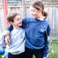 Cozy kids sweatshirt 2T-10, monogram pullover, custom motif, navy or gray, comfy cotton-poly
