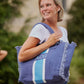 Stylish City Stripe Tote featuring a unique monogram design, perfect for city-goers to carry essentials in style.