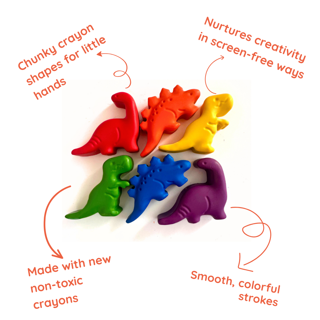 "Roar-some" 🦖 Dinosaur-Shaped Rainbow Crayons by Wonder Hue Crayon Co.