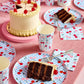 Cherry-themed tableware bundle with plates, cups, and napkins