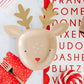 Reindeer-shaped party plates with gold foil accents, 8 festive plates for Christmas treats
