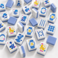 "Blue Chip Mahj" 🀄 Blue Porcelain Mahjong Complete Set with Playing Mat by Ellison+Young