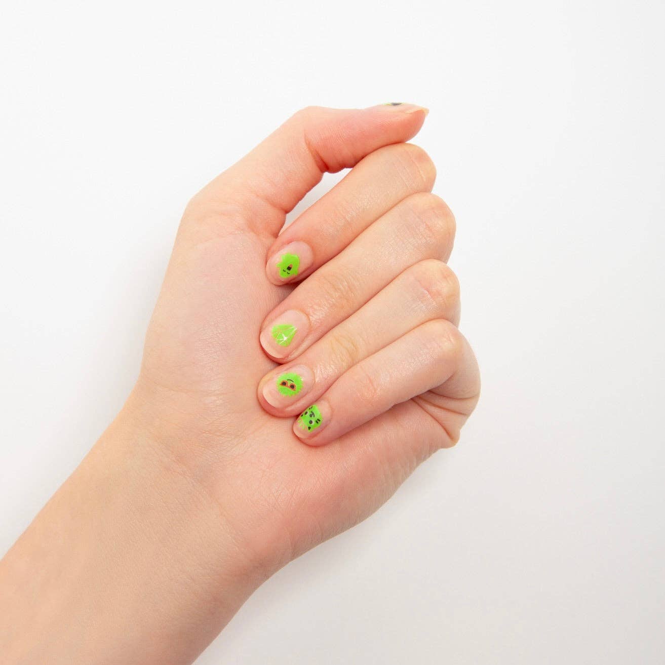 Glow in the dark nail stickers for kids, featuring 200 easy-to-use stickers that light up in the dark and fit comfortably on hands of all shapes and sizes, suitable for ages 3 and up.