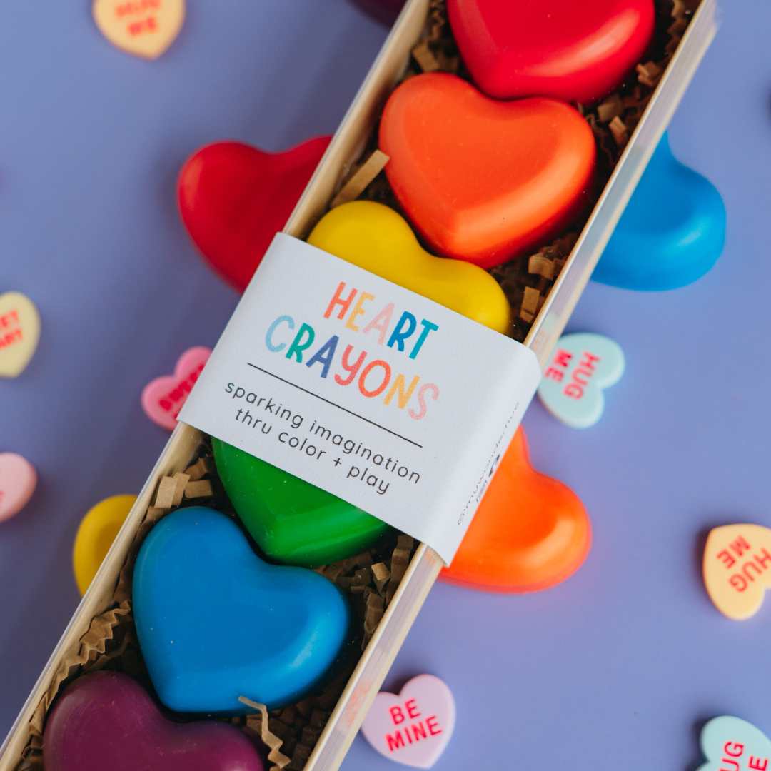 "All Heart" ❤️ Rainbow Heart-Shaped Crayons by Wonder Hue Crayon Co.