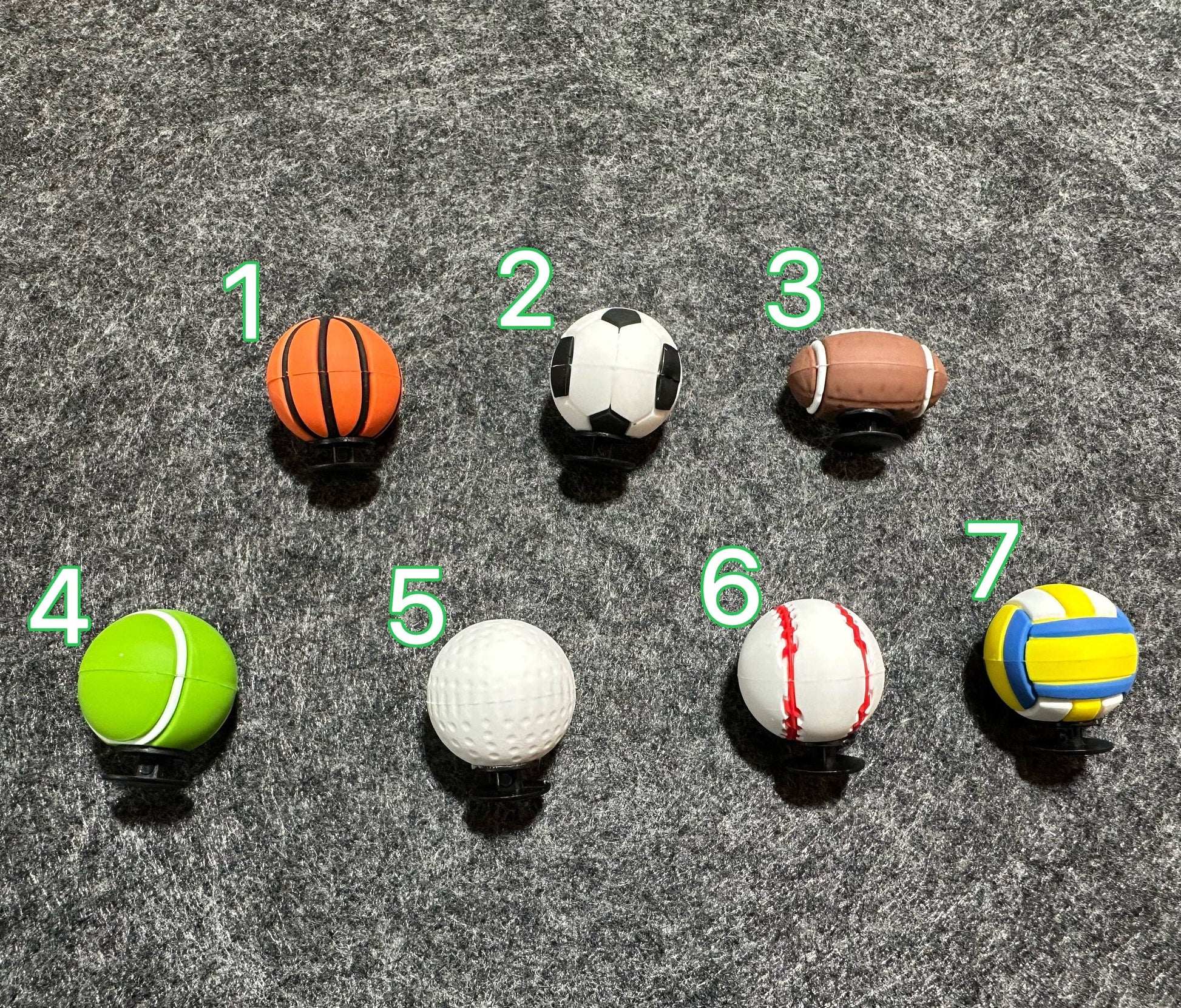 Set of sports charms – basketball, soccer, baseball