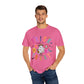 Trick or Treat Cowboy Ghost shirt featuring a playful cowboy ghost design and melty font. Available in unisex sizes S-3XL, this ultra-soft, garment-dyed 100% ring-spun cotton t-shirt is perfect for Halloween celebrations for adults and teens.