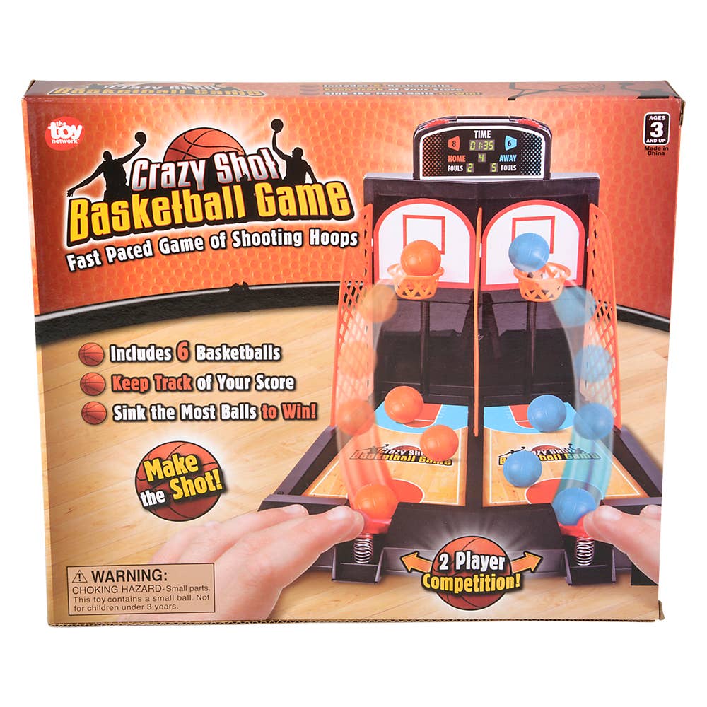 Portable launch-and-shoot basketball game for desks