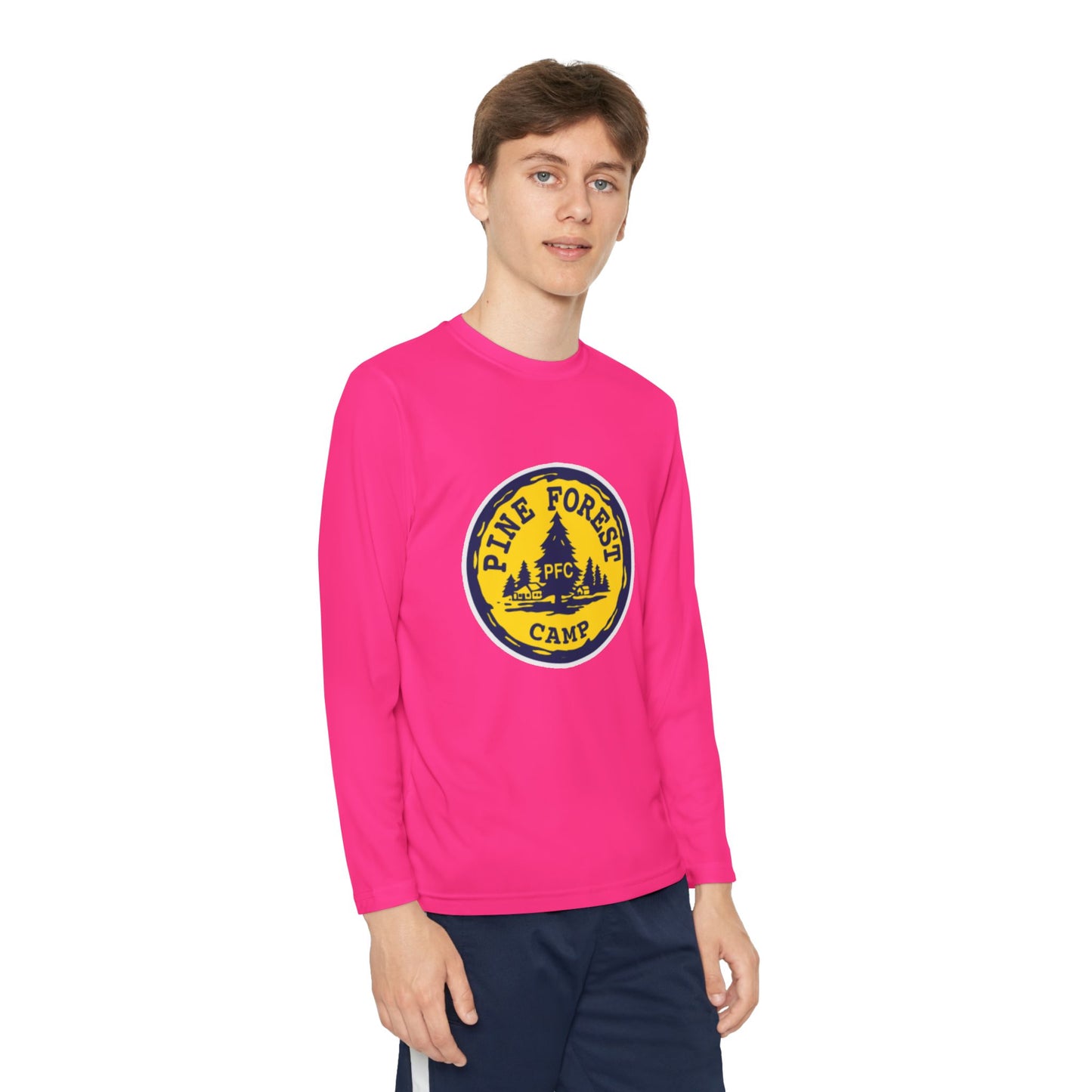 Youth Long Sleeve Tee - Pine Forest Camp Patch Design