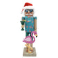 Flamingo Claus 14-inch tropical holiday nutcracker