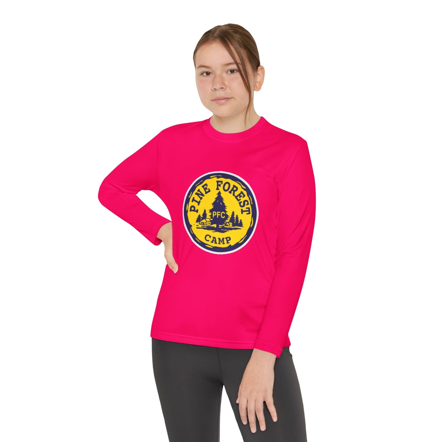 Youth Long Sleeve Tee - Pine Forest Camp Patch Design