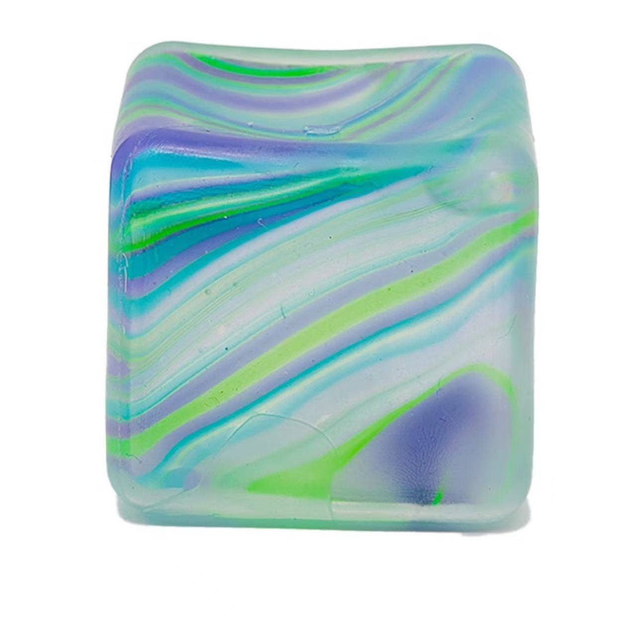 squishy ice cube stress toy in hand