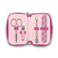 Vegan leather manicure kit with full-color artwork and zipper