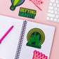 Set of 5 Wicked-themed stickers inspired by the Broadway musical, featuring vibrant designs on durable, high-quality material. Perfect for personalizing laptops, water bottles, and notebooks, or gifting to Broadway fans.