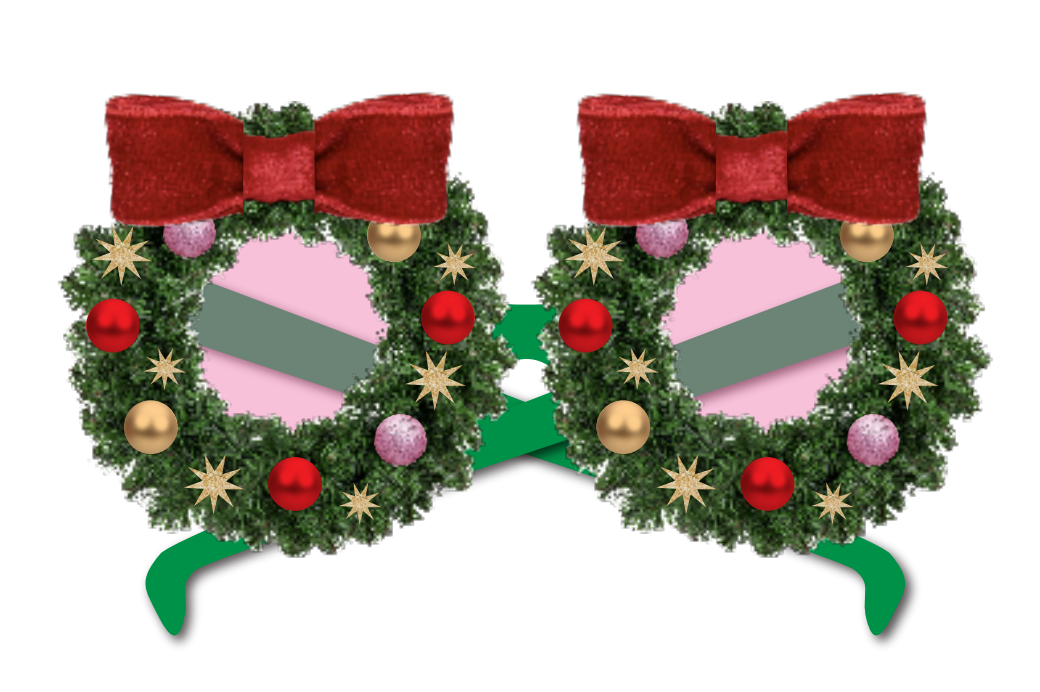 “Eye’ll Be Home for Christmas” 😎 Holiday Wreath Party Glasses by Packed Party