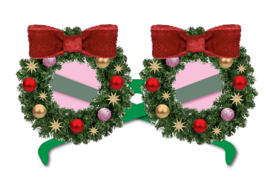 “Eye’ll Be Home for Christmas” 😎 Holiday Wreath Party Glasses by Packed Party